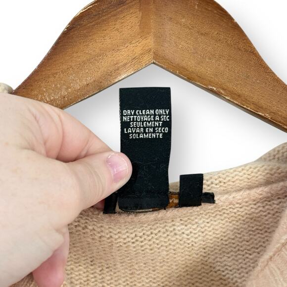 BCBG MAXAZRIA Tan Knit Button Up Belted Hooded Cardigan Sweater Size S Lambswool - Picture 3 of 10